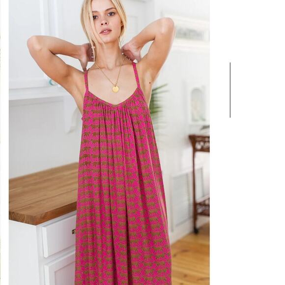 Emerson Fry India Sundress In Pink Yarrow Cheetah Size Medium / Large - Picture 5 of 13